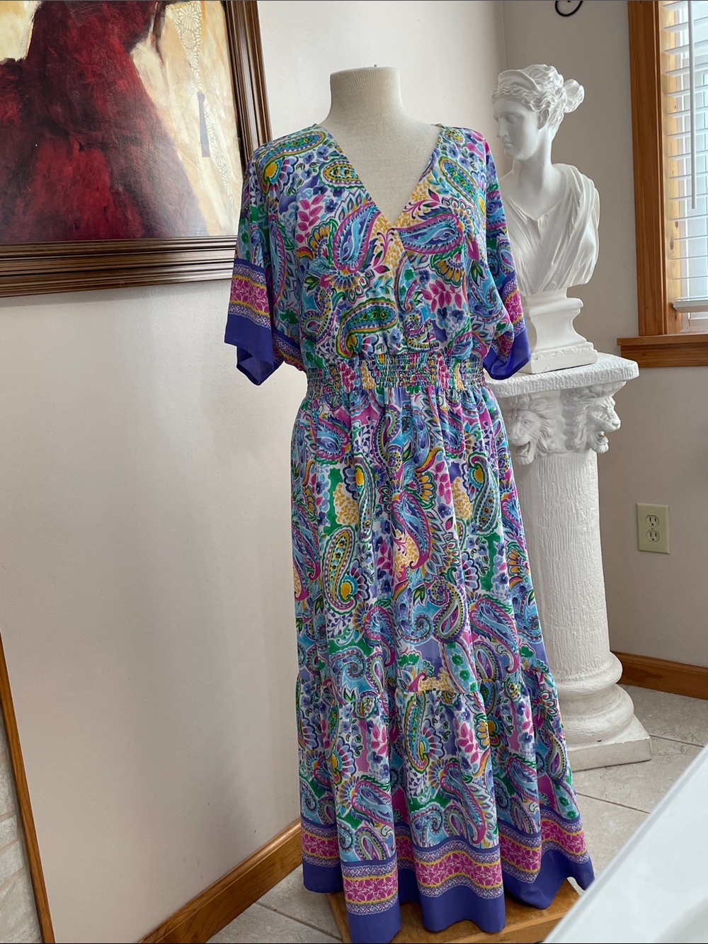 Cato Paisley Maxi Dress L BEAUTIFUL LINED